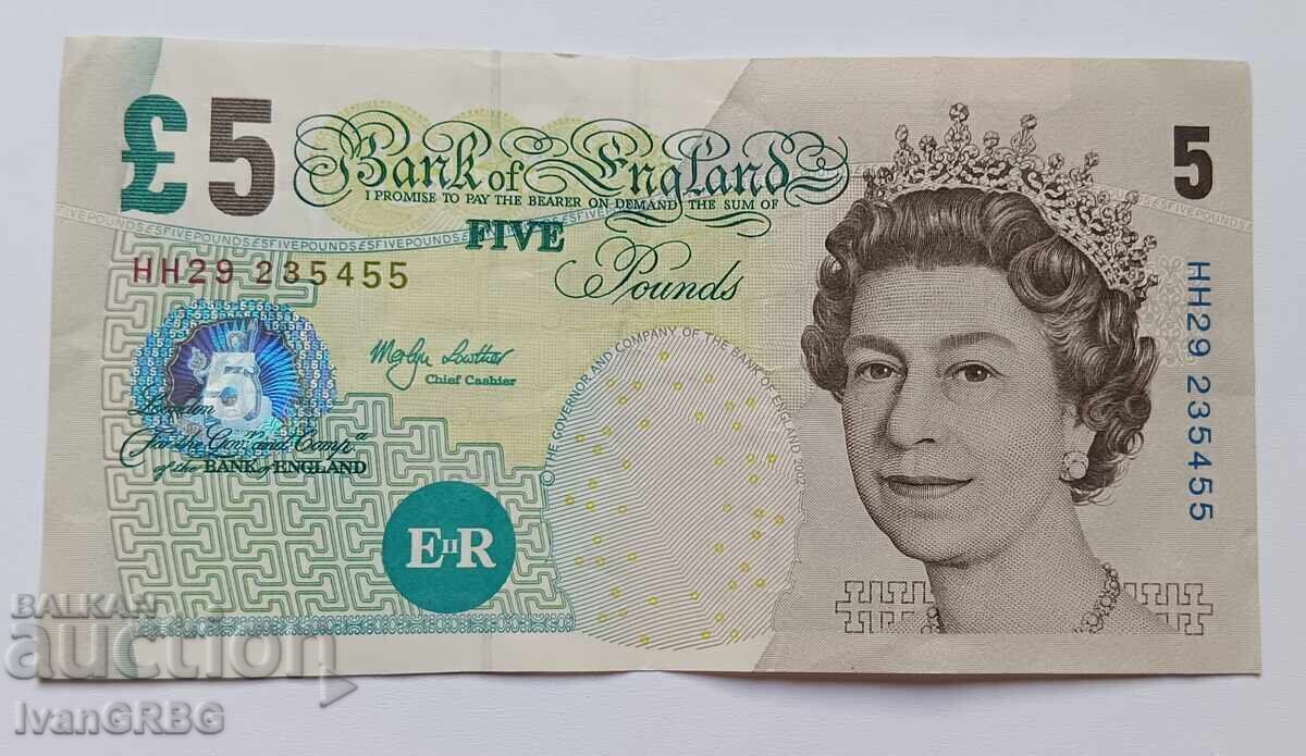 5 lire 2002 Marea Britanie Regina Elisabeta a II-a Anglia 5 lire 2002 Marea Britanie Regina Elisabeta a II-a Anglia