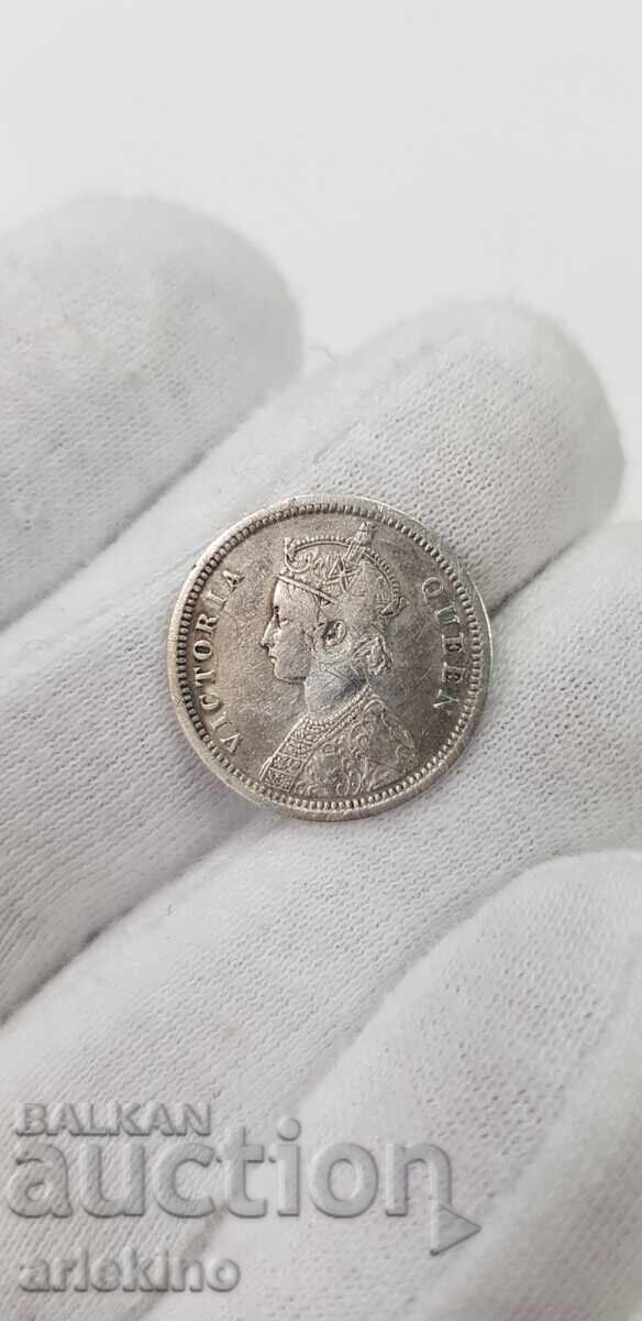 Rare silver coin 1/4 rupee 1862 British India with price 19.00 BGN | € 9.71 Rare silver coin 1/4 rupee 1862 British India with price 19.00 BGN | € 9.71