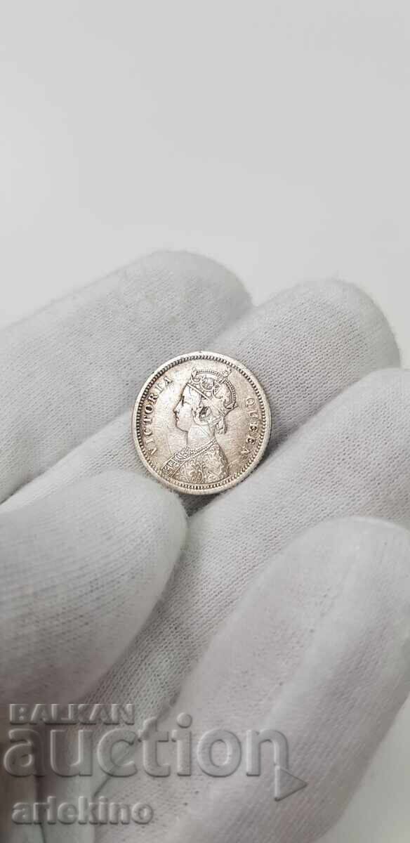 Rare silver coin 1/4 rupee 1862 British India - 5 Rare silver coin 1/4 rupee 1862 British India - 5