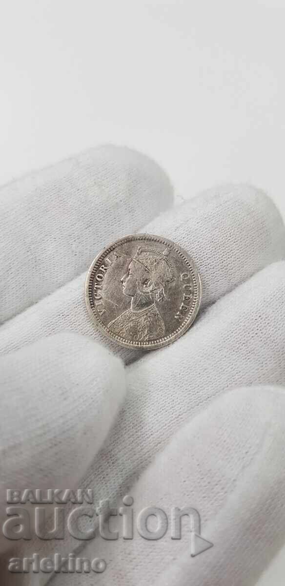 Rare silver coin 1/4 rupee 1862 British India - 6 Rare silver coin 1/4 rupee 1862 British India - 6