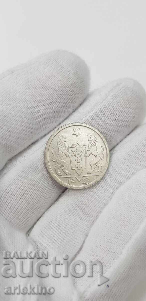 Rare silver coin 1 guilder 1923 DANZIG - 5 Rare silver coin 1 guilder 1923 DANZIG - 5