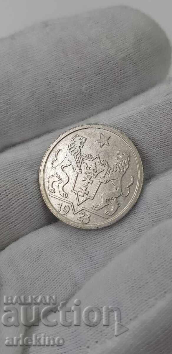 Rare silver coin 1 guilder 1923 DANZIG - 6 Rare silver coin 1 guilder 1923 DANZIG - 6