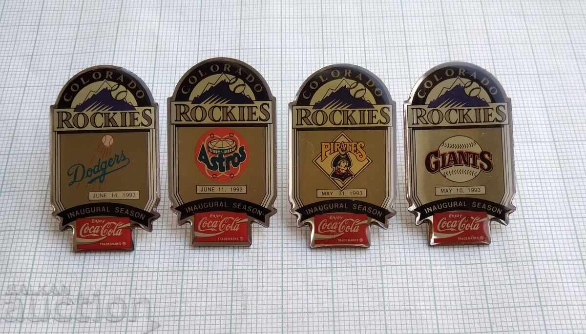 Auction 18168 Colorado Rockies Baseball Team USA Baseball LOT-4pcs Auction 18168 Colorado Rockies Baseball Team USA Baseball LOT-4pcs