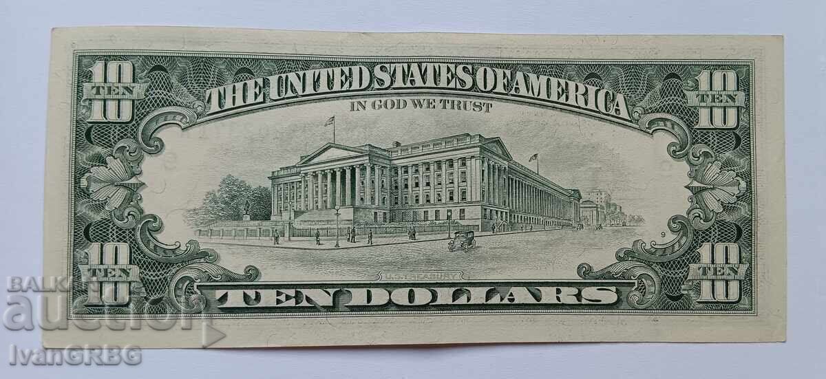 10 долара САЩ 1995 Малка глава Американска банкнота I - 6 10 долара САЩ 1995 Малка глава Американска банкнота I - 6