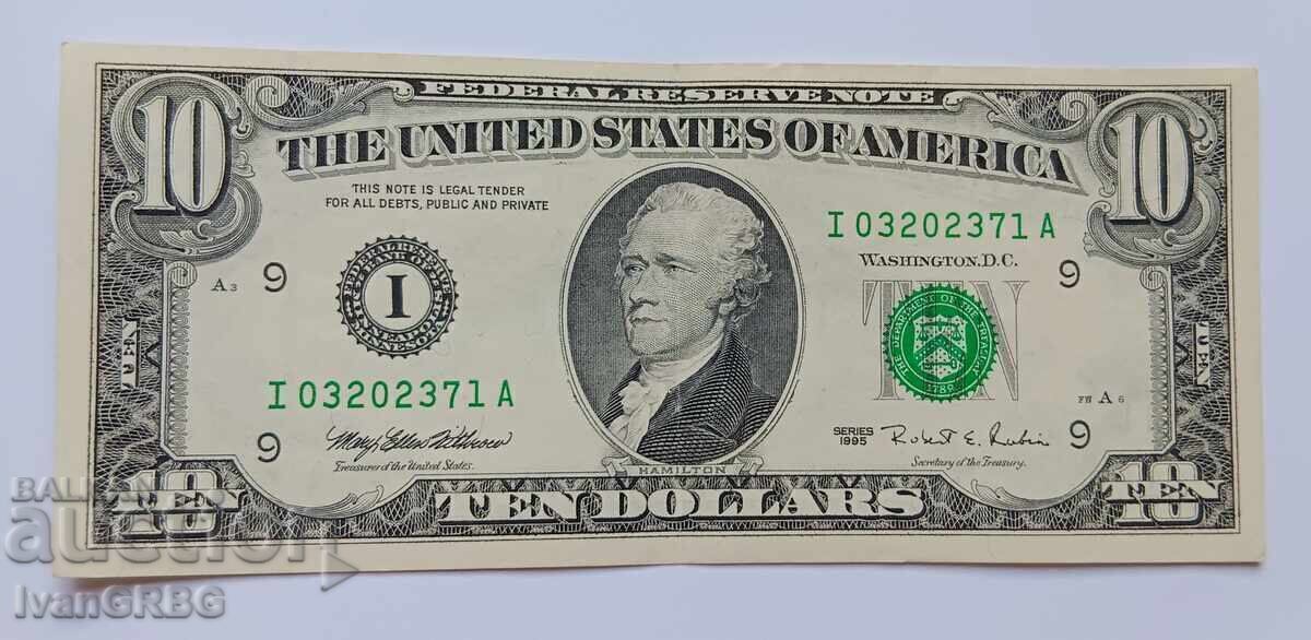 10 долара САЩ 1995 Малка глава Американска банкнота I 10 долара САЩ 1995 Малка глава Американска банкнота I