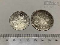 Olanda austriacă 1/4 și 1/2 kronenthaler 1797 2 buc LOT