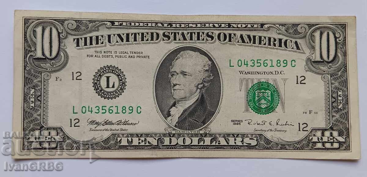 10 dollars USA 1995 Small Head American Banknote L with price 28.00 BGN | € 14.32