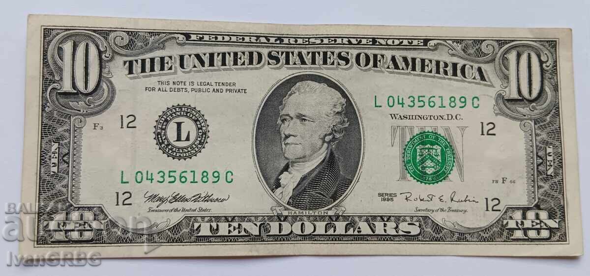 10 dollars USA 1995 Small Head American Banknote L