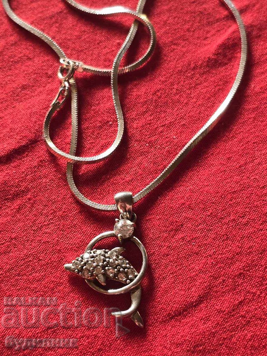 Auction  Silver chain with pendant 49cm 925.