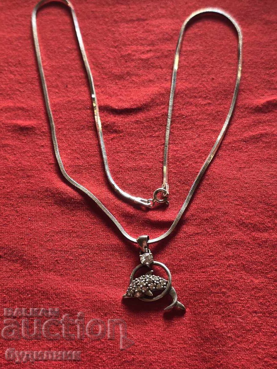 Silver chain with pendant 49cm 925. - 5