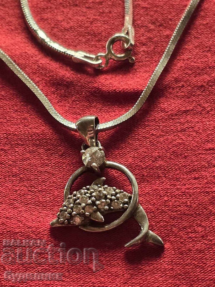 Silver chain with pendant 49cm 925. - 6