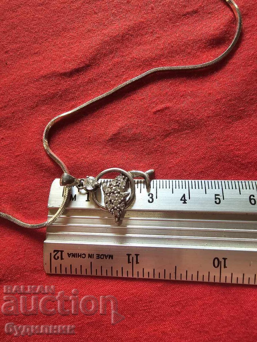 Silver chain with pendant 49cm 925. - 7