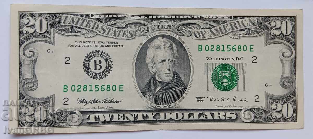 20 долара САЩ Малка глава Американска банкнота B с цена 58.00 лв. | € 29.65 20 долара САЩ Малка глава Американска банкнота B с цена 58.00 лв. | € 29.65