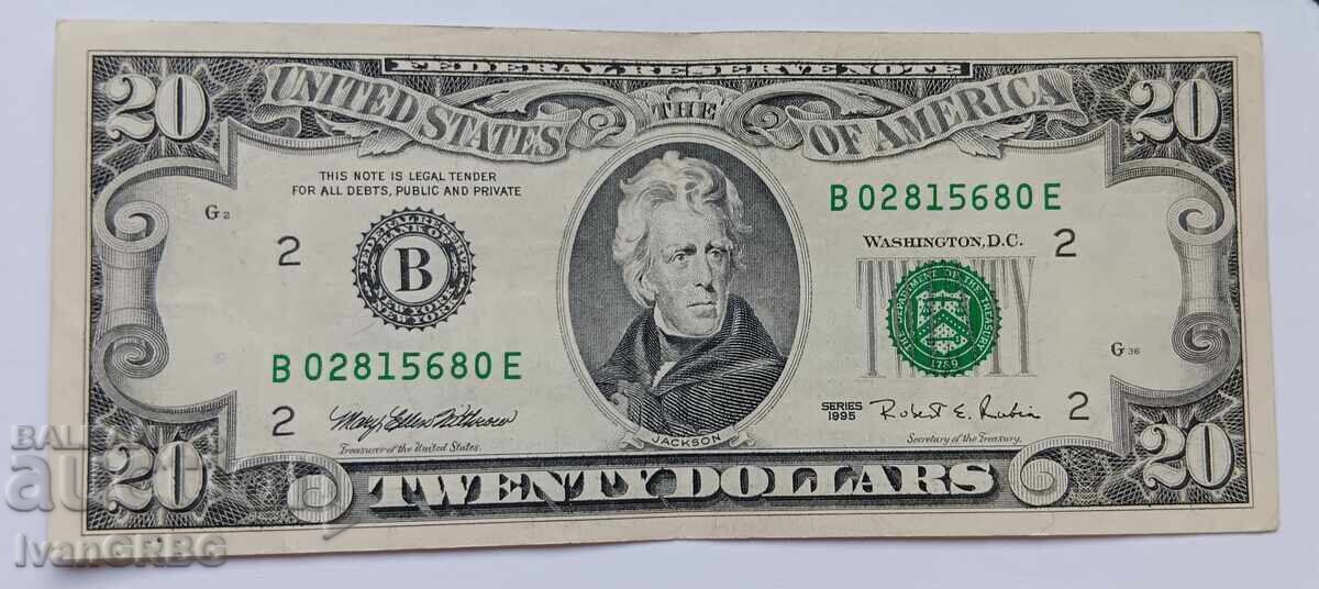 Доставка на 20 долара САЩ Малка глава Американска банкнота B Доставка на 20 долара САЩ Малка глава Американска банкнота B