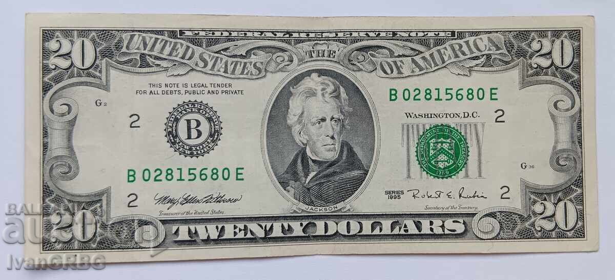 20 долара САЩ Малка глава Американска банкнота B 20 долара САЩ Малка глава Американска банкнота B