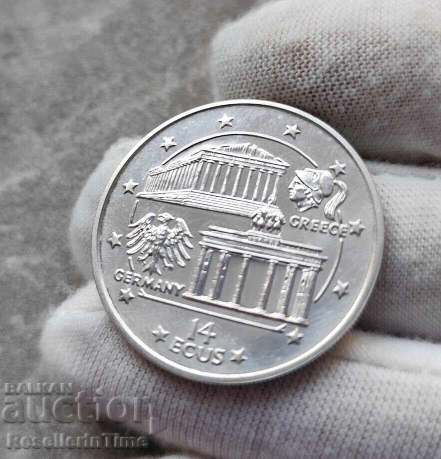 Сребърна монета 14 ECUs - Elizabeth II Parthenon and.... Сребърна монета 14 ECUs - Elizabeth II Parthenon and....