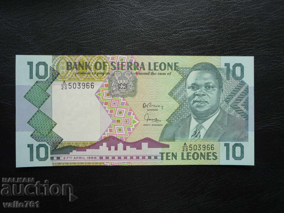 SIERRA LEONE 10 LEONI 1988 NOUĂ UNC