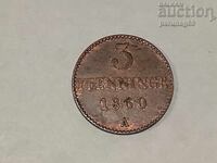 Γερμανία Mecklenburg-Schwerin 3 pfennig 1860