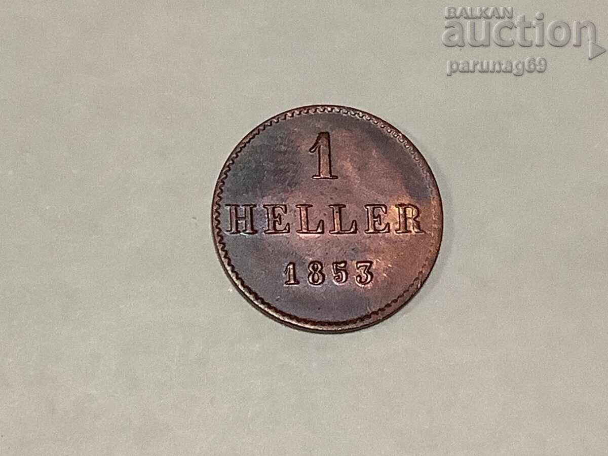 Германия Франкфурт 1 хелер 1853 година Германия Франкфурт 1 хелер 1853 година