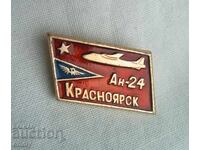 Badge - Aeroflot and An-24 aircraft, Krasnoyarsk, USSR