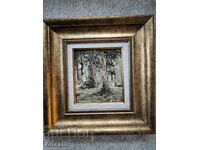 Evgeni Tomov-Peisaj forestier, ulei, semnat