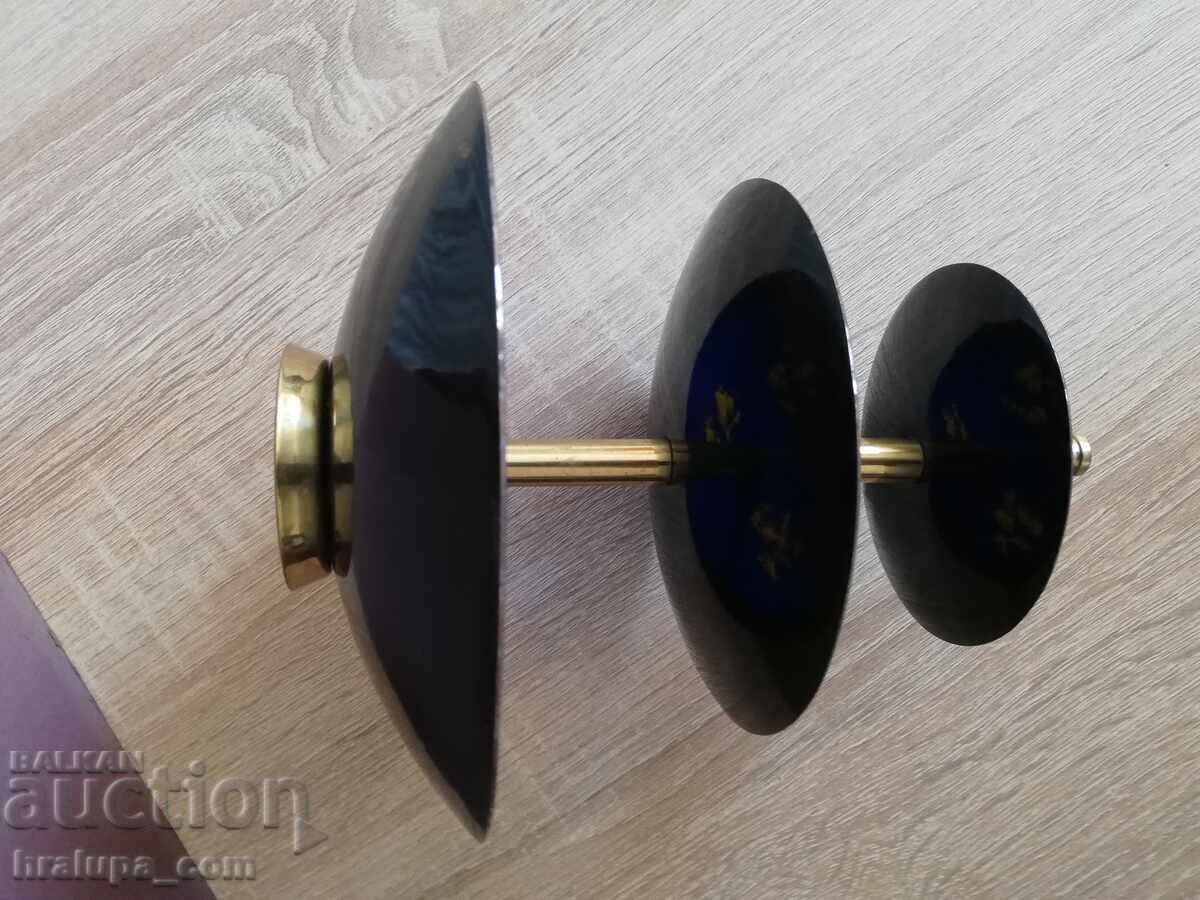 Auction  Metal tray on three levels with embossed decoration