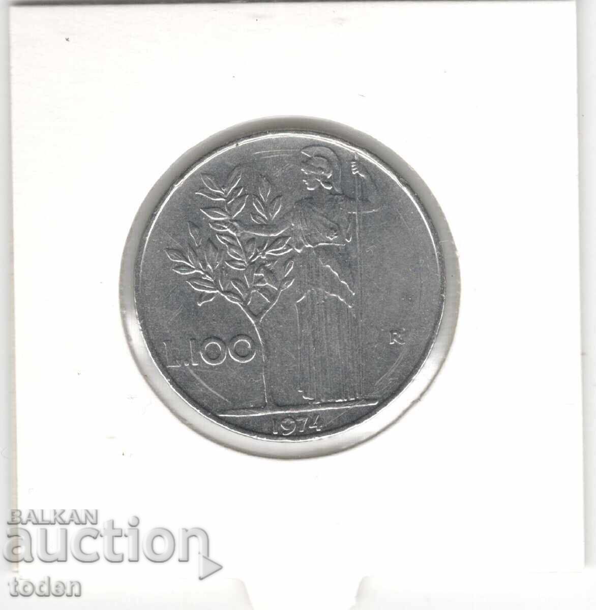 Licitație Italia-100 Lire-1974 R-KM# 96.1-tip mare