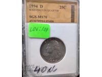 WASHINGTON QUARTER 1994-D 25C-MS70