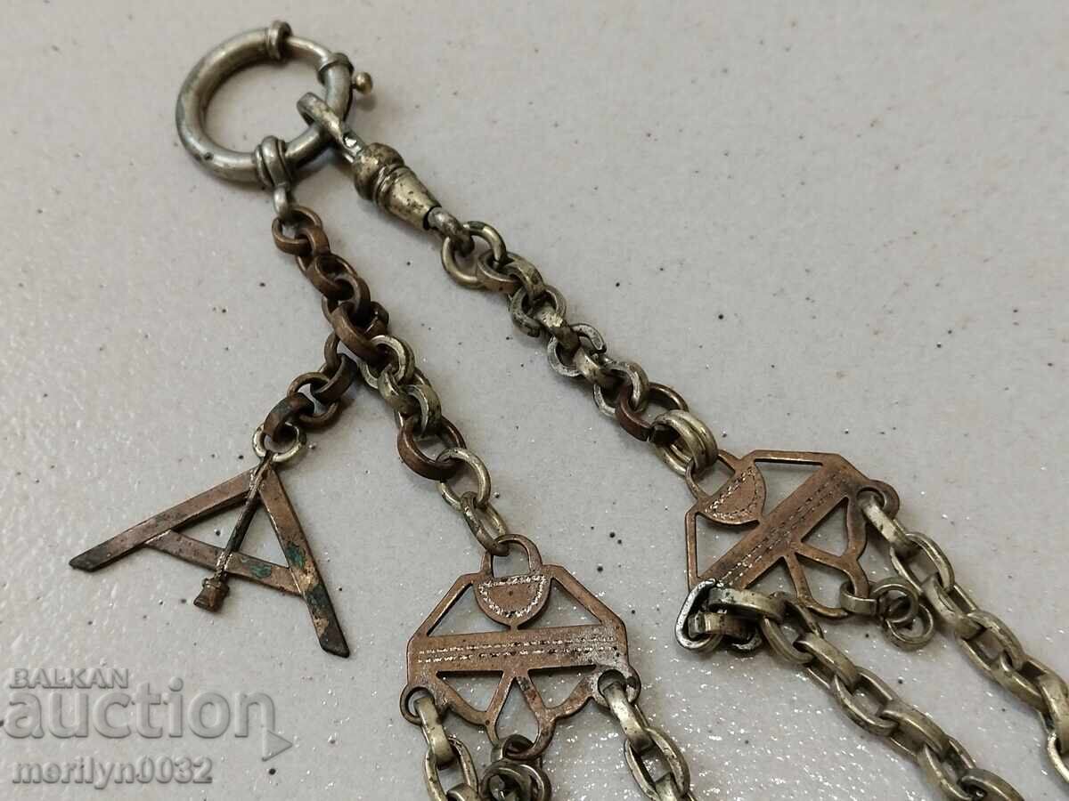 Auction Pocket watch chain with Masonic symbols 19th century kyustek Auction Pocket watch chain with Masonic symbols 19th century kyustek