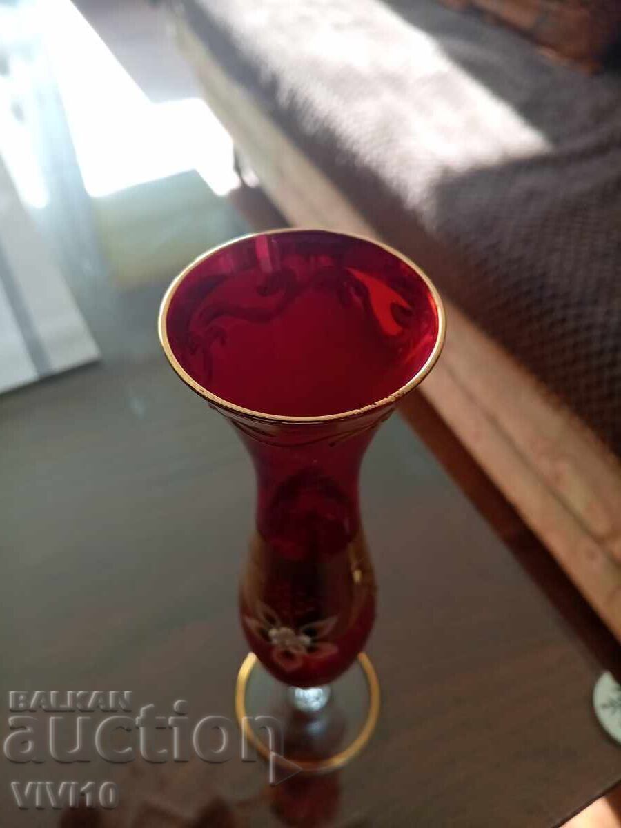 Auction Gorgeous Bohemia vase, gilding, enamel Auction Gorgeous Bohemia vase, gilding, enamel