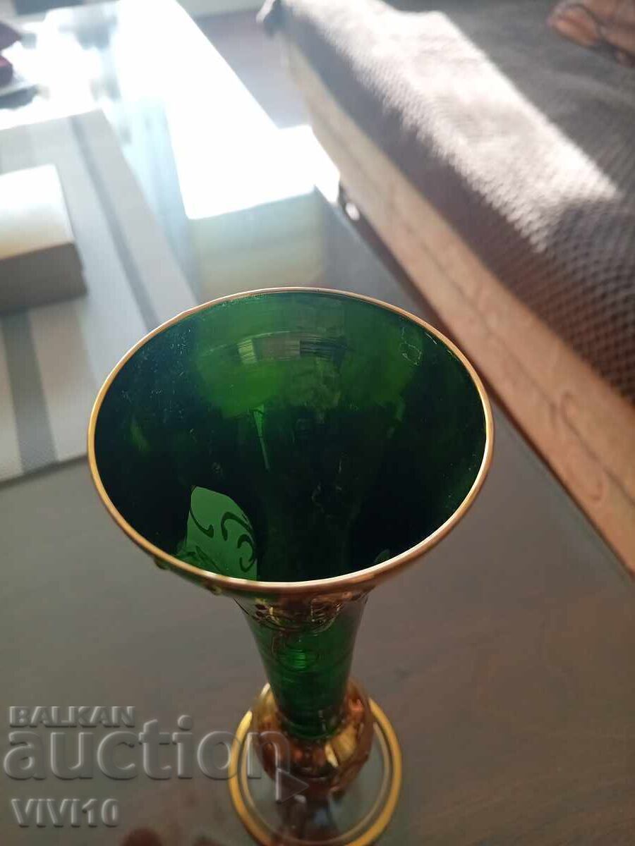 Аукцион Разкошна ваза Бохемия ,Позлата,  емаил