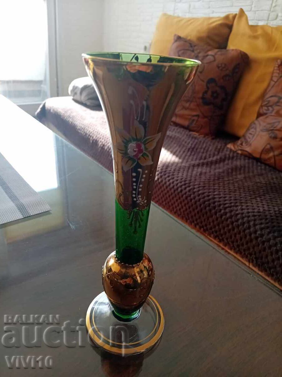 Разкошна ваза Бохемия ,Позлата,  емаил