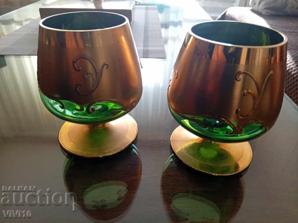 2 gorgeous Bohemia cups, gilding, enamel with price 70.00 BGN | € 35.79 2 gorgeous Bohemia cups, gilding, enamel with price 70.00 BGN | € 35.79