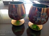 2 gorgeous Bohemia cups, gilding, enamel