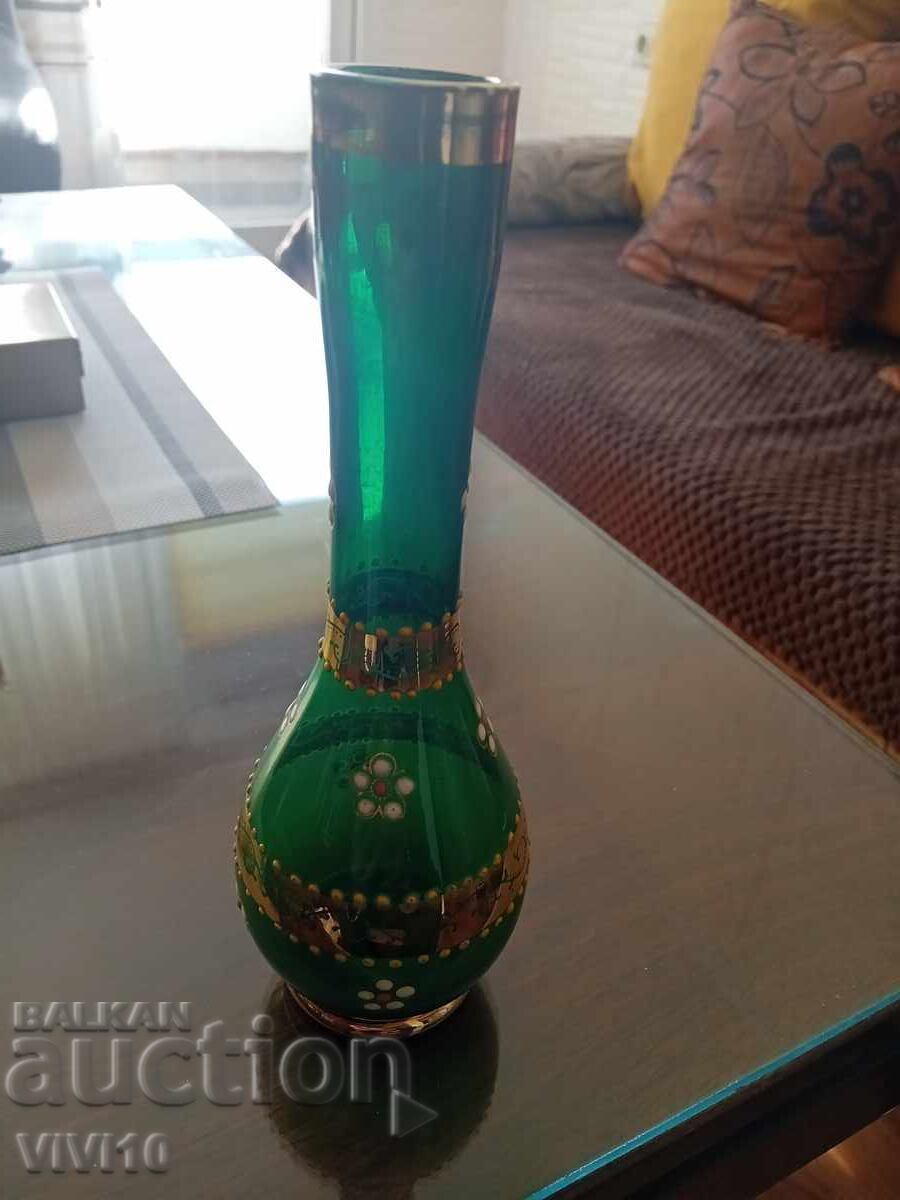 Разкошна ваза Бохемия ,Позлата, емаил Разкошна ваза Бохемия ,Позлата, емаил