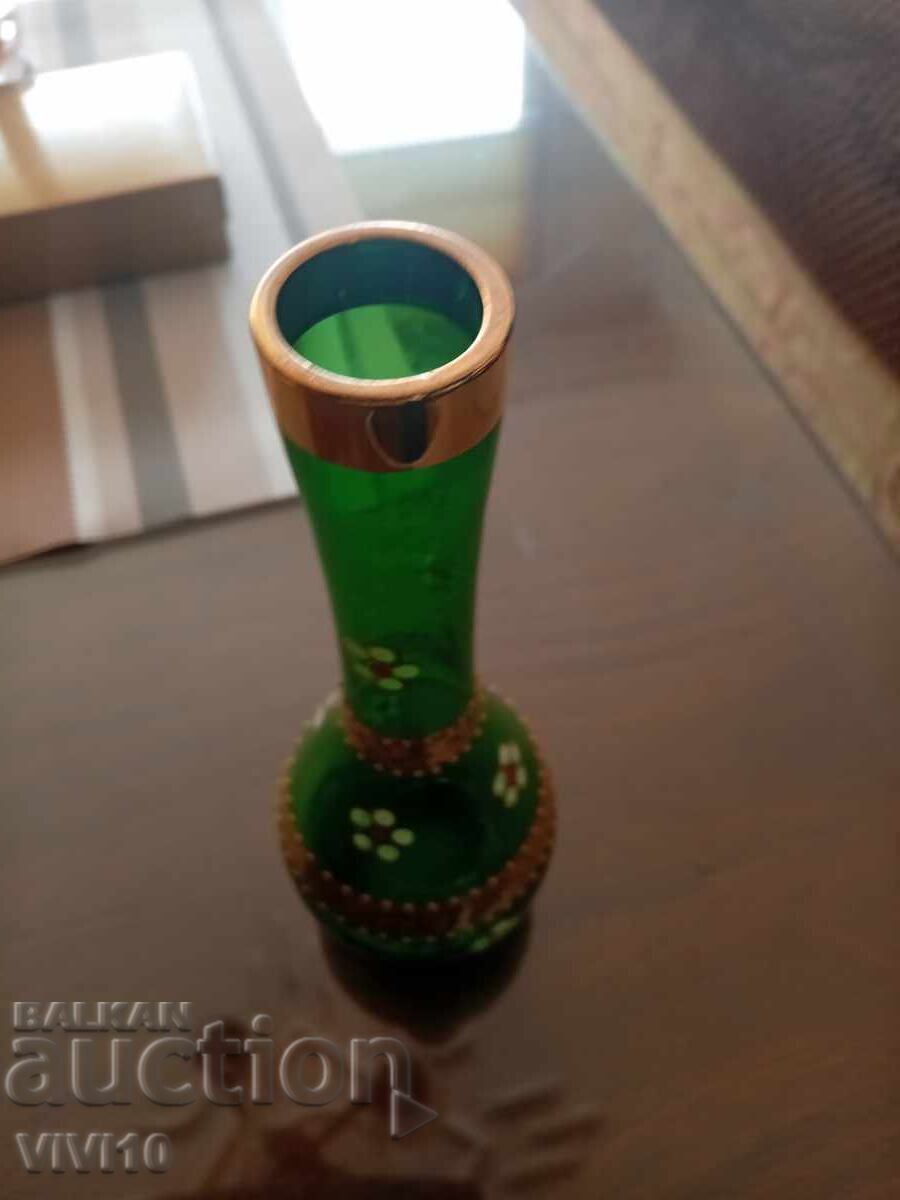 Licitație Superba vaza Boemia, aurire, email