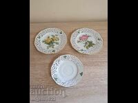 Porcelain saucers Pierre-Joseph Redoute and Schumann