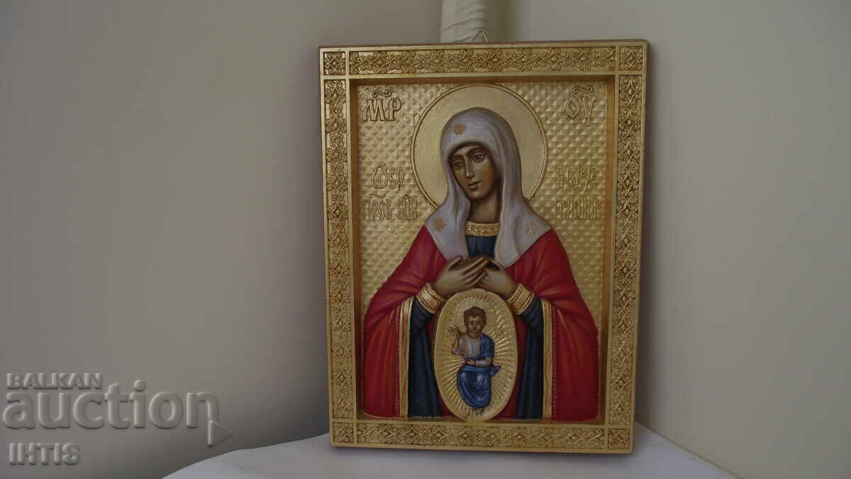 ICONA-ICONA SCULTURĂ în LEMN a Fecioarei Maria și Iisus Hristos cu preț € 357.90 | 699.99 BGN