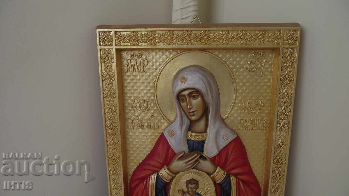 Licitație ICONA-ICONA SCULTURĂ în LEMN a Fecioarei Maria și Iisus Hristos