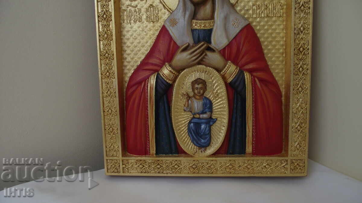 ICONA-ICONA SCULTURĂ în LEMN a Fecioarei Maria și Iisus Hristos - 5