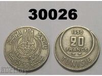 Tunisia 20 de franci 1950