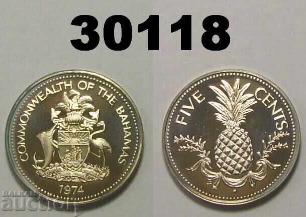 Bahamas 5 cents 1974 Proof Bahamas 5 cents 1974 Proof