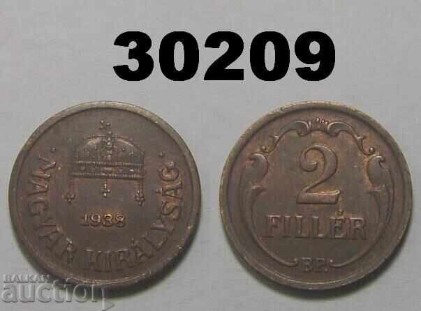 Унгария 2 филера 1938 Унгария 2 филера 1938