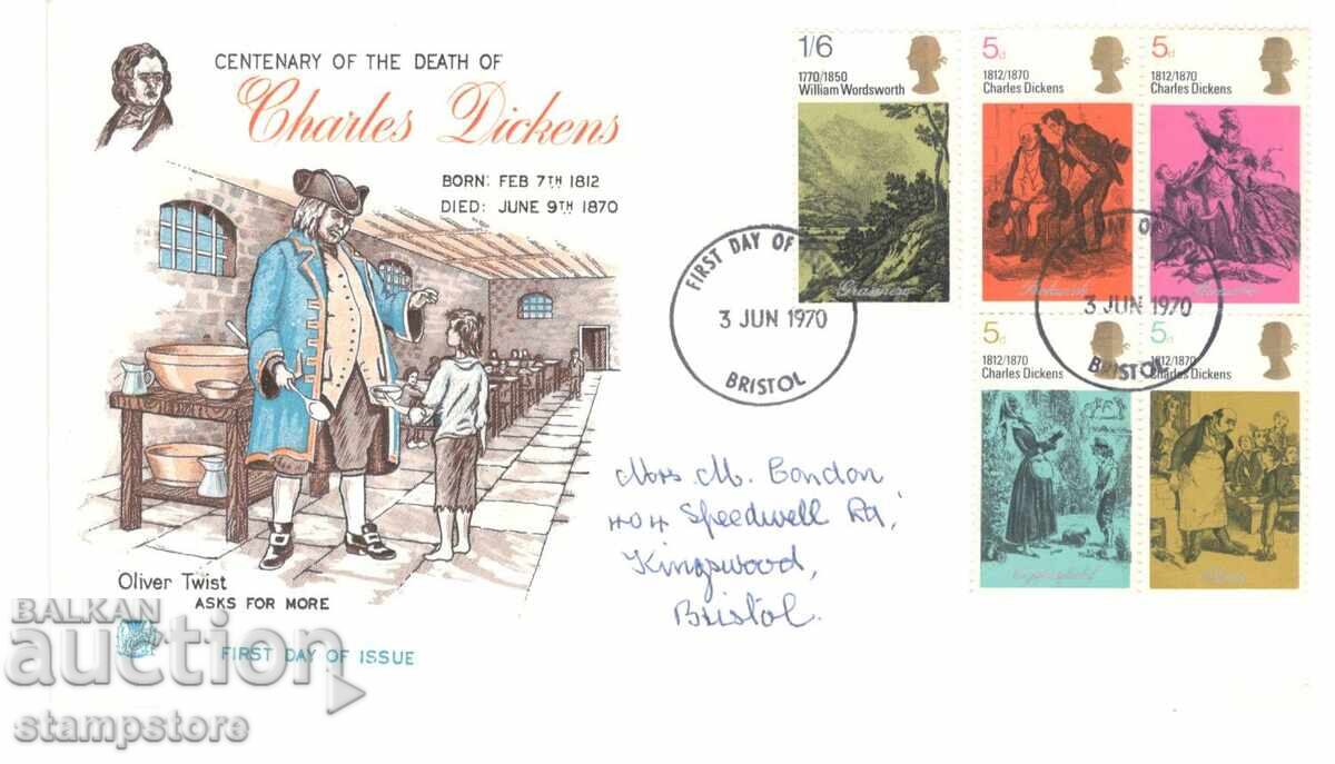 FDC Great Britain - 100 years since the death of Charles Dickens FDC Great Britain - 100 years since the death of Charles Dickens