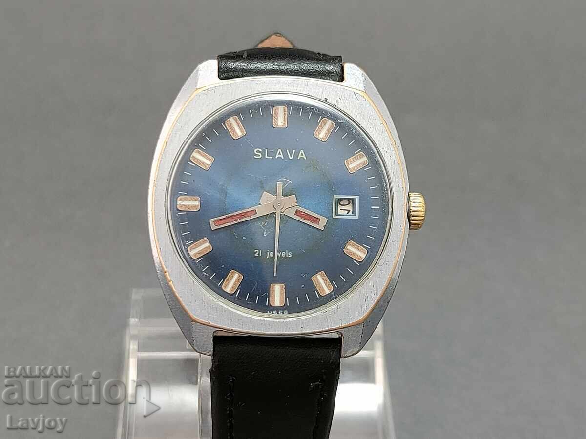 Delivery of ☭ Slava ☭ Slava*** blue dial retro model Delivery of ☭ Slava ☭ Slava*** blue dial retro model