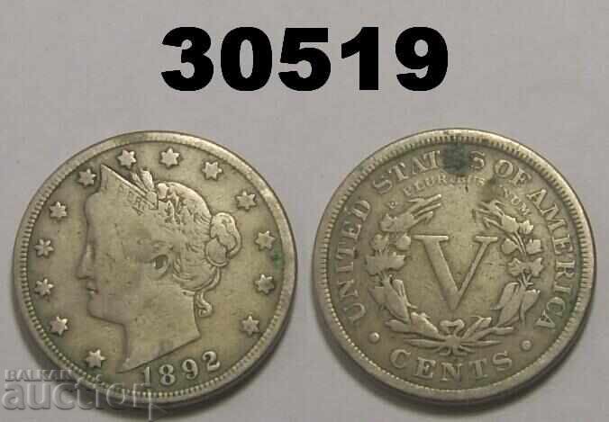 USA 5 cents 1892 USA 5 cents 1892