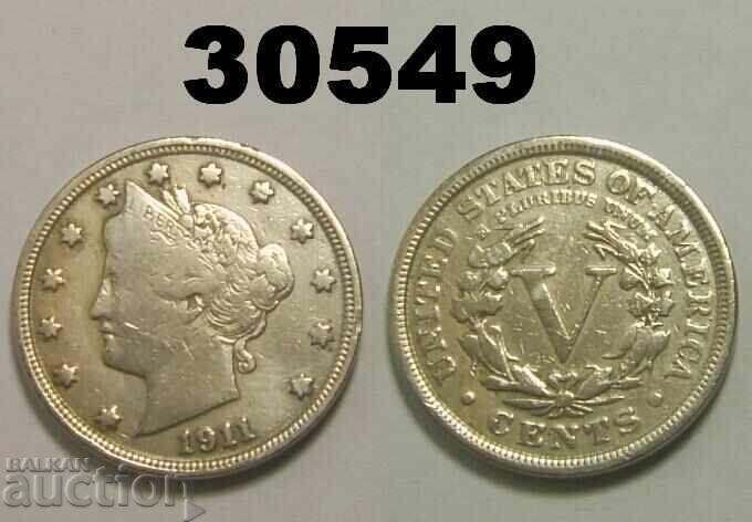 USA 5 cents 1911