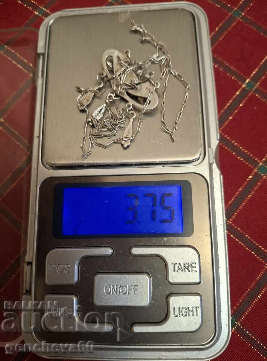 Colier retro, pandantiv, delfini argintii - 7