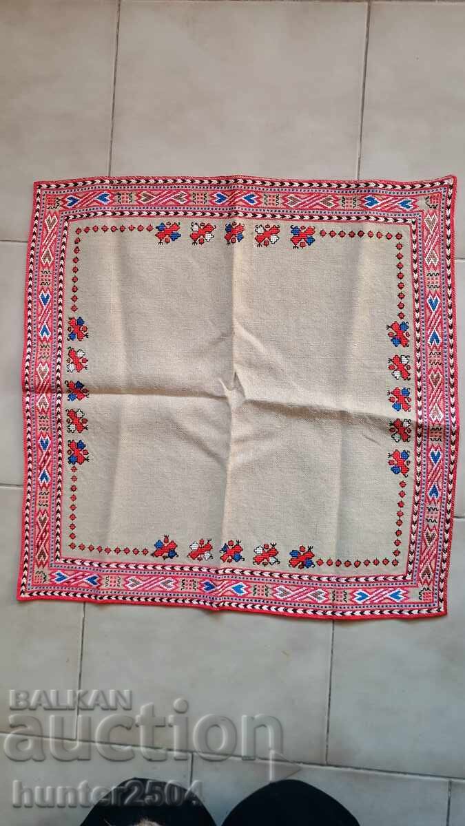 Checkered tablecloth-75/32 cm-linen panama, silk and mouline