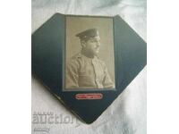 Photo cardboard 1913 - man in military uniform, photo studio Burgas